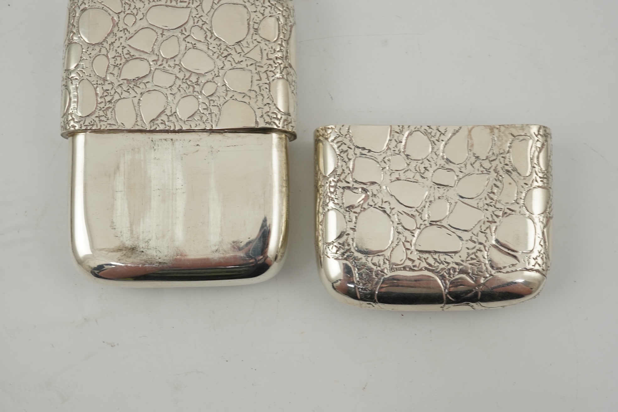 A late Victorian silver hip flask, maker George Heath?